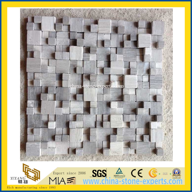 Honed Gray Small Square Stone Mosaic Tile For Outdoor Wall